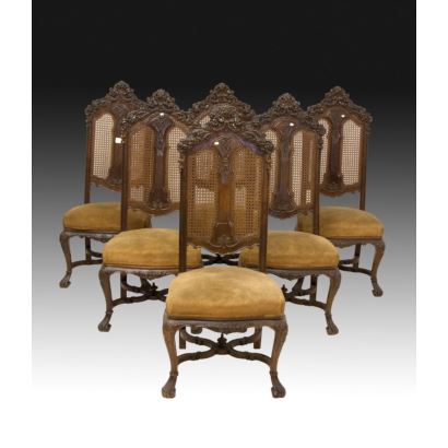 Conjunto de sillas estilo William and Mary, S. XIX.