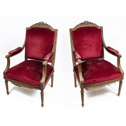 Pareja de butacas, estilo Luis XVI, S. XIX