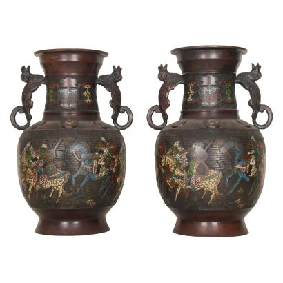 Pareja de jarrones Meiji, Japón, S. XIX.
