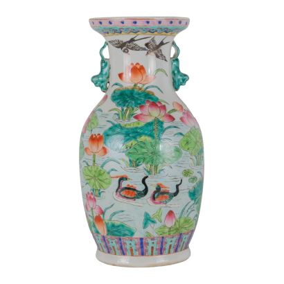 Jarrón en porcelana, familia rosa, China, S. XX