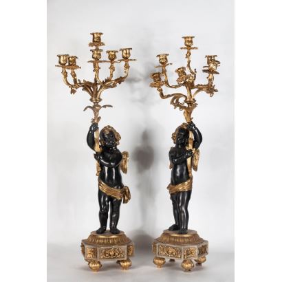 Pareja de candelabros, principios del S. XX.