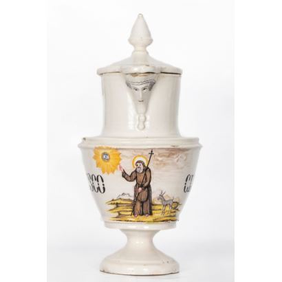 Jarro de pico en cerámica, Manises, S. XIX.