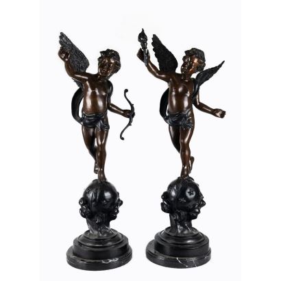 Pareja de figuras de cupido, ppios. S. XX