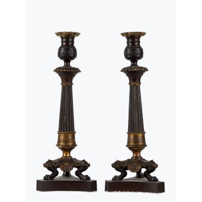 Pareja de candeleros, Napoleón III, S. XIX.