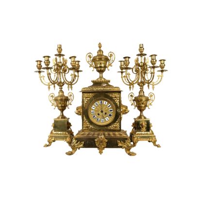 Reloj de sobremesa con guarnición, S. XIX