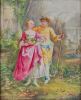 Pareja de placas en porcelana, S. XIX.. Pintura del siglo XIX.