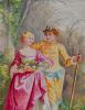 Pareja de placas en porcelana, S. XIX.. Pintura del siglo XIX.