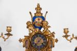 Reloj de sobremesa con guarnición, S. XIX. Relojes.